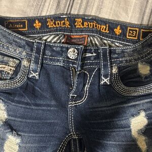 Rock Revival Alexia Distressed Dark Blue Denim Jeans